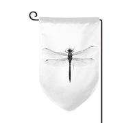 Drapeau de jardin double face avec imprimé libellule noire et blanche pour décoration d'intérieur - Résistant aux intempéries et double couture - 45,7 x 31,8 cm