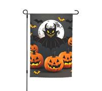 Drapeau de jardin double face avec imprimé lune chauve-souris citrouille Halloween pour décorations extérieures