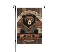 Drapeau de jardin double face avec imprimé ours rustique, bannière de vacances à suspendre, pour décoration de cour, panneau de bienvenue 31,8 x 45,7 cm