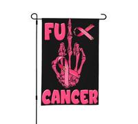 Drapeau de jardin double face avec inscription « Fuck » pour la sensibilisation au cancer du sein, motif squelette, majeur, ruban rose, idéal pour l'extérieur ou le jardin, décoration de patio, 45,7 x