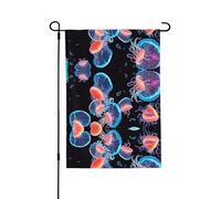 Drapeau de jardin double face avec méduses colorées 71,1 x 101,6 cm (léger) - Décoration imprimée vibrante pour cour, jardin, terrasse ou porche