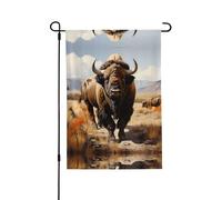 Drapeau de jardin double face avec motif de troupeau de bisons d'Amérique du Nord - 71,1 x 101,6 cm Grande taille, parfait pour la cour, la décoration extérieure, drapeau de bienvenue
