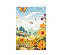 Drapeau de jardin double face avec motif soleil, papillons, libellules et fleurs, 61 x 91 cm, ne se décolore pas, toile de fond pour photo, bannière pour cour, porche, pelouse, décoration extérieure