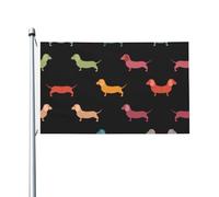 Drapeau de jardin double face avec motif teckel mignon, 90 x 150 cm, convient pour une utilisation toute l'année, pour décorer les porches, balcons et terrasses. Mât non inclus.