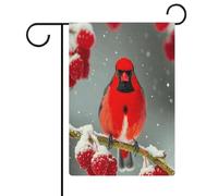 Drapeau de jardin double face avec oiseaux cardinaux et canneberges - Drapeau de bienvenue pour les vacances saisonnières - Pour fête, vacances, extérieur, porche, décoration d'intérieur - 32,6 x 47,8