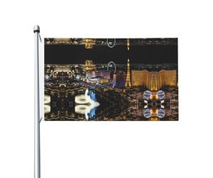 Drapeau de jardin double face avec vue nocturne de Las Vegas, drapeau décoratif pour fêtes, porches, etc.