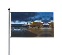 Drapeau de jardin double face Avion dans la lumière du soir 90 x 150 cm - Convient pour une utilisation toute l'année, décoration de porches, balcons et patios | Mât de drapeau non inclus.