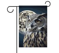 Drapeau de jardin double face chouette et lune - Ne se décolore pas - 30,5 x 45,7 cm - Petit drapeau décoratif pour extérieur, terrasse, pelouse, porche, décoration de ferme