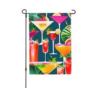 Drapeau de jardin double face cocktail tropical 71 x 102 cm, bannière décorative pour porche, pelouse, terrasse, toutes saisons
