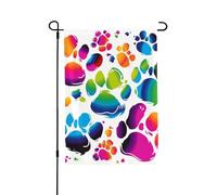 Drapeau de jardin double face coloré avec empreintes de pattes de chien - Petite bannière de jardin pour l'extérieur - 71,1 x 101,6 cm - Drapeau décoratif vertical pour toutes les saisons