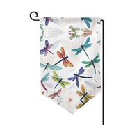 Drapeau de jardin double face coloré imprimé libellule pour décoration de la maison - Résistant aux intempéries et double couture - 45,7 x 31,8 cm