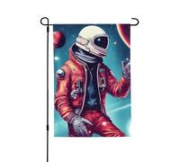 Drapeau de jardin double face Cool Man In Outer Space Galaxie 71 x 102 cm, bannière décorative pour porche, pelouse, terrasse, toutes saisons