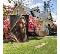 Drapeau de jardin double face « Crois en Dieu » de style Jésus, 28 x 40 pouces, décoration extérieure