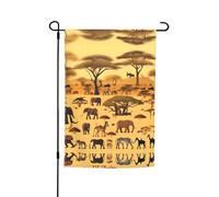 Drapeau de jardin double face d'animaux de la prairie africaine, 30,5 x 45,7 cm, décoration extérieure, impression intégrale résistante à la décoloration, bannière décorative saisonnière pour terrasse