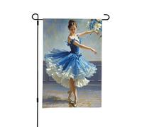 Drapeau de jardin double face « Danseuse artistique en robe bleue », 30,5 x 45,7 cm, décoration extérieure