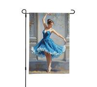 Drapeau de jardin double face « Danseuse en robe bleue », 30,5 x 45,7 cm, décoration extérieure
