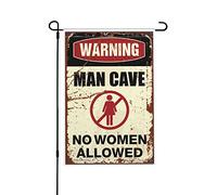 Drapeau de jardin double face d'avertissement Man Cave No Women Allowed Drapeau de jardin d'été Drapeau de jardin double face Drapeau de cour amusant