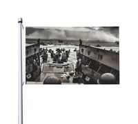 Drapeau de jardin double face de 0,9 x 1,5 m - Bannière de bienvenue pour l'extérieur - Drapeaux de jardin - Photo du débarquement de Normandie - Grand drapeau de cour pour extérieur et intérieur -
