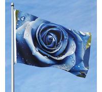 Drapeau de jardin double face de 1,5 x 2,4 m, belle rose bleue, bannière de bienvenue saisonnière avec œillets en laiton, décoration de fond photo pour cour, porche, pelouse