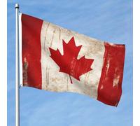 Drapeau de jardin double face de 1,5 x 2,4 m - Drapeau du Canada rétro - Bannière de bienvenue saisonnière avec œillets en laiton - Décoration de fond photo pour cour, porche, pelouse