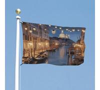 Drapeau de jardin double face de 119,4 x 177,8 cm - Beau drapeau de Venise la nuit - Drapeau de bienvenue pour l'extérieur - Bannière de vacances avec œillets en laiton - Drapeau de maison pour