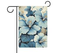 Drapeau de jardin double face de 30,5 x 45,7 cm : les drapeaux de jardin à fleurs d'hibiscus bleus sont durables, beaux et polyvalents décorations d'extérieur