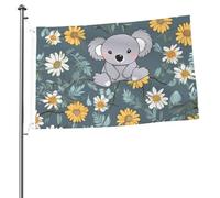 Drapeau de jardin double face de 61 cm x 0,9 m - Drapeau de maison - Drapeau de jardin koala et marguerite - Bannière de vacances avec œillets en laiton - Grand drapeau de bienvenue pour extérieur et