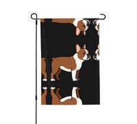 Drapeau de jardin double face de bouledogue français 71,1 x 101,6 cm - Grand drapeau de cour extérieur pour terrasse, résistant aux intempéries, style toile de jute pour toutes les saisons