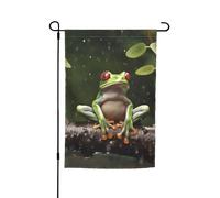 Drapeau de jardin double face de la grenouille d'arbre de la paix - 30,5 x 45,7 cm - Bannière extérieure saisonnière pour printemps, été, pelouse, porche, décoration d'intérieur, petit drapeau de