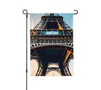 Drapeau de jardin double face de la Tour Eiffel de Paris 71 x 102 cm, bannière décorative pour porche, pelouse, terrasse, toutes saisons