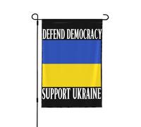 Drapeau de jardin double face « Défendons la démocratie » - Soutien à l’Ukraine - 30 x 45 cm