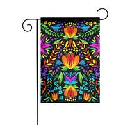 Drapeau de jardin double face Dia de Muerstos (Jour des Morts mexicain) avec fleurs, 30 x 45 cm, décoration pour la maison ou le jardin.