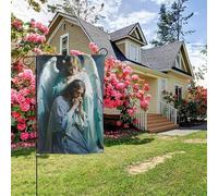 Drapeau de jardin double face « Dieu chrétien, Jésus et les anges », 28 x 40 pouces, décoration extérieure