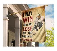 Drapeau De Jardin Double Face Drapeaux De Vacances Coupe-Vent Et Étancheune Jardin Signe Décoration Pour Pelouse Balcon Hockey Sportif Je Peux Gagner Et Je Peux Perdre, Mais Jamais Vaincre M