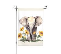 Drapeau de jardin double face éléphant et tournesol - 30,5 x 45,7 cm - Bannière extérieure saisonnière pour printemps, été, pelouse, porche, décoration d'intérieur, petit drapeau de jardin