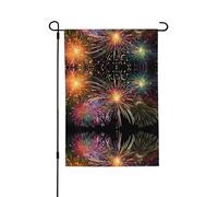 Drapeau de jardin double face en forme de feu d'artifice explosion 71,1 x 101,6 cm (léger) - Impression intégrale vibrante pour cour, jardin, terrasse ou porche