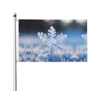 Drapeau de jardin double face en forme de flocon de neige, 90 x 150 cm, convient pour une utilisation toute l'année, pour décorer les porches, balcons et terrasses. Mât de drapeau non inclus.