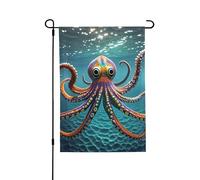 Drapeau de jardin double face en forme de pieuvre géante - Petite bannière de jardin pour l'extérieur - 71,1 x 101,6 cm - Drapeau décoratif vertical pour toutes les saisons