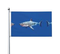 Drapeau de jardin double face en forme de requin en bloc de couleur, 90 x 150 cm - Convient pour une utilisation toute l'année, décorer les porches, balcons et patios | Mât de drapeau non inclus.