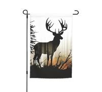 Drapeau de jardin double face en forme de silhouette de cerf - 30,5 x 45,7 cm - Bannière extérieure saisonnière pour printemps, été, pelouse, porche, décoration d'intérieur, petit drapeau de jardin
