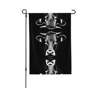Drapeau de jardin double face en forme de vache noire et blanche 71,1 x 101,6 cm (léger) - Impression intégrale vibrante pour cour, jardin, terrasse ou porche
