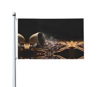 Drapeau de jardin double face en grains de café, 90 x 150 cm, convient pour une utilisation toute l'année, pour décorer les porches, balcons et terrasses. Mât non inclus.