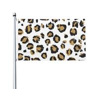 Drapeau de jardin double face en polyester, imprimé léopard noir et paillettes dorées, 152 cm x 91 cm, avec œillets