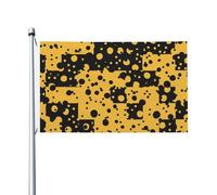 Drapeau de jardin double face en polyester, motif abstrait noir et jaune, 152 cm x 91 cm, avec œillets