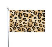 Drapeau de jardin double face en polyester, motif léopard marron, noir et jaune clair, avec œillets, 152 cm x 91 cm