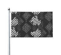 Drapeau de jardin double face en polyester, motif peau de serpent noir, gris et blanc, 152 cm x 91 cm, avec œillets