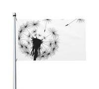 Drapeau de jardin double face en polyester, motif pissenlit noir, 152 cm x 91 cm, avec œillets