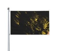Drapeau de jardin double face en polyester noir et or, 152 cm x 91 cm, avec œillets