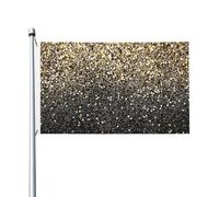 Drapeau de jardin double face en polyester, noir et or pailleté, 152 cm x 91 cm, avec œillets