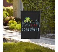 Drapeau de jardin double face fantaisie « Il est 17h quelque part » 71 x 102 cm (28 x 40 pouces)